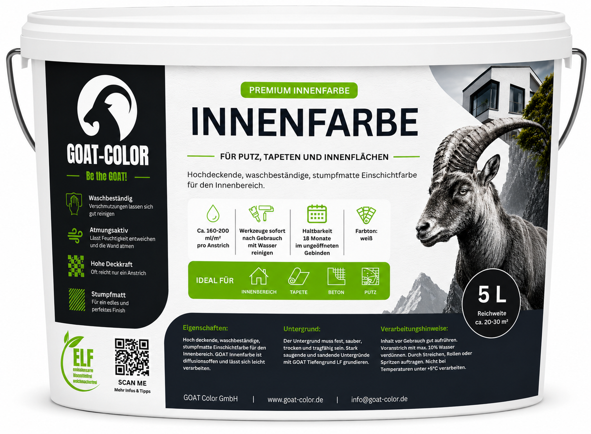 GOAT Innenfarbe | Premium Wandfarbe | Hochdeckende Designerfarbe