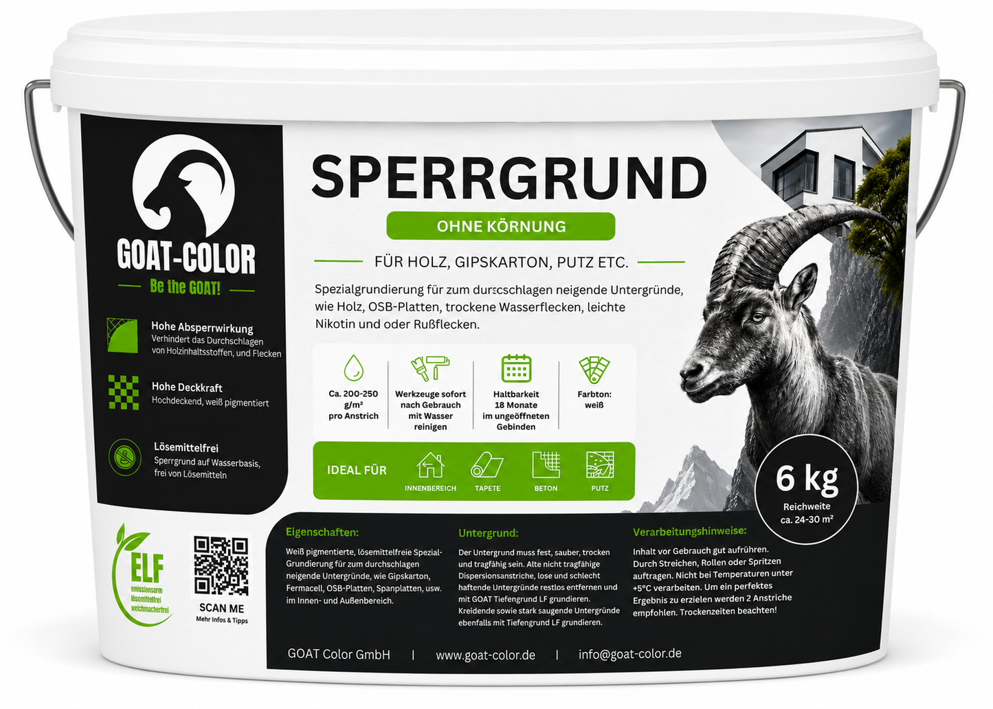 GOAT Sperrgrund / Absperrgrund – Isoliergrund & Nikotinsperre gegen Flecken für Innen und Außen