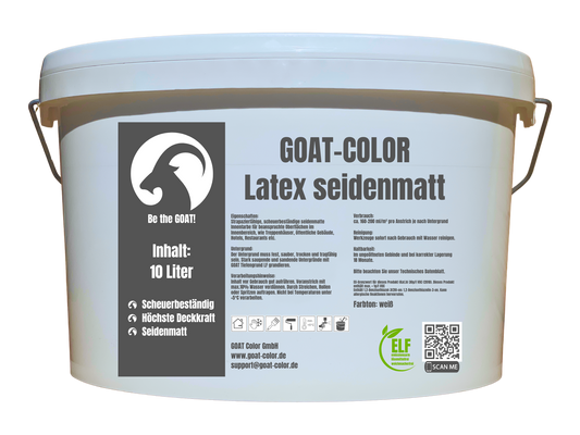 GOAT Latex seidenmatt | Abwaschbare Wandfarbe | Scheuerbeständig