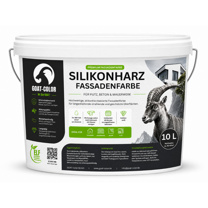 GOAT Silikonharz Fassadenfarbe | Reine Silikonharzfarbe | aktiv gegen Grünbelag