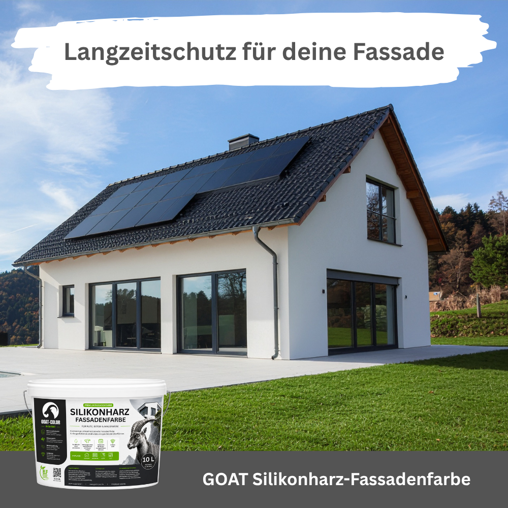 GOAT Silikonharz Fassadenfarbe | Reine Silikonharzfarbe | aktiv gegen Grünbelag