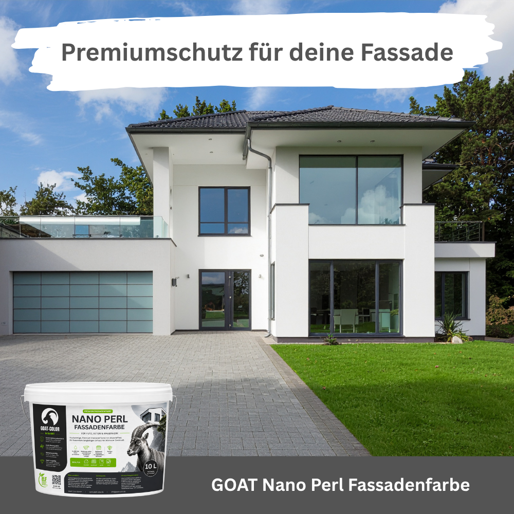 GOAT Nano Perlfarbe | Selbstreinigende Premium Fassadenfarbe | Abperleffekt