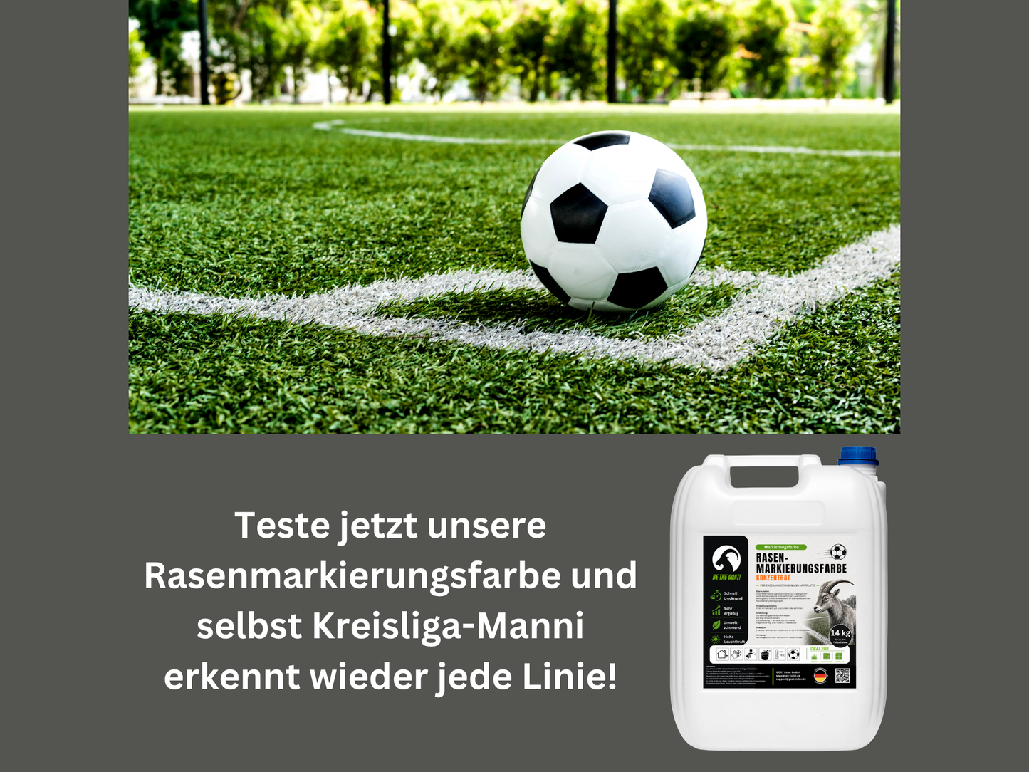 GOAT Rasenmarkierungsfarbe Weiß - Konzentrat - Sportplatzfarbe für Rasen, Kunstrasen & Hartplätze
