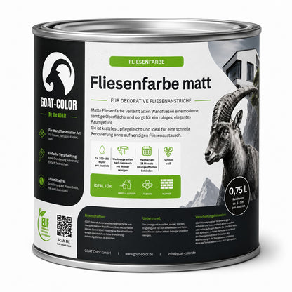GOAT Fliesenfarbe | Fliesenlack | Matt | Kratzfest für Wandfliesen aller Art