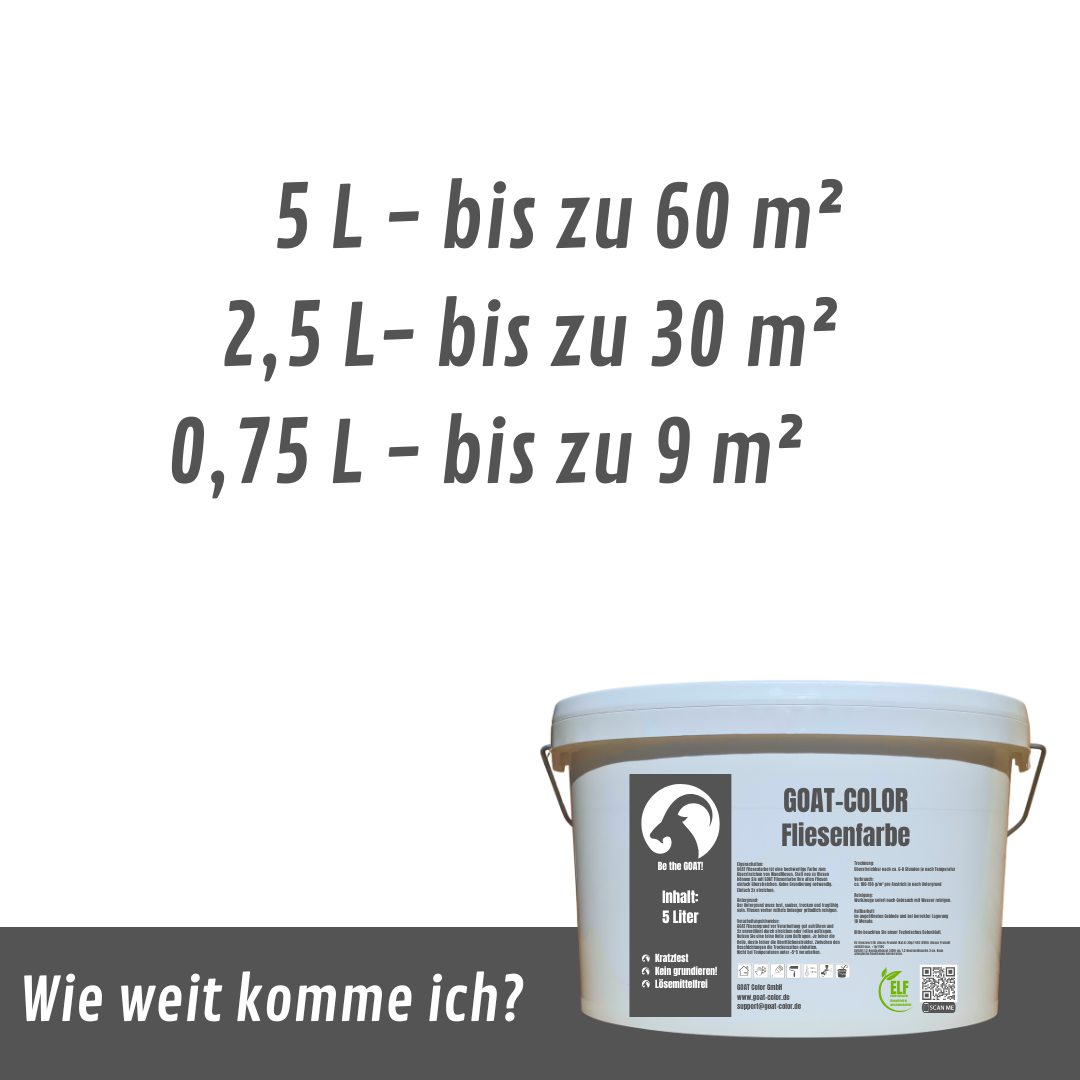 GOAT Fliesenfarbe | Fliesenlack | Matt | Kratzfest für Wandfliesen aller Art