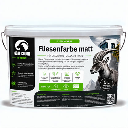 GOAT Fliesenfarbe | Fliesenlack | Matt | Kratzfest für Wandfliesen aller Art