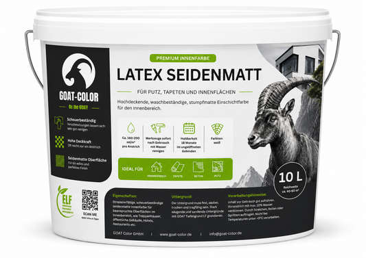GOAT Latex seidenmatt | Abwaschbare Wandfarbe | Scheuerbeständig
