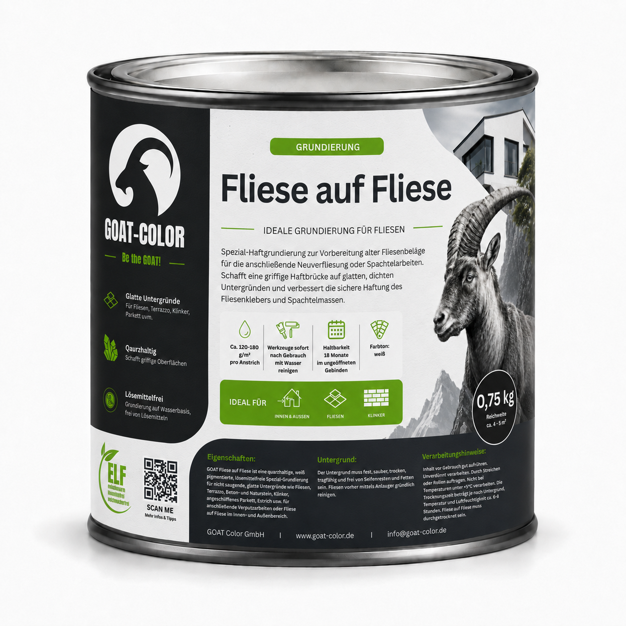 GOAT Fliesengrund – Fliesenhaftgrund zum Überstreichen oder Überfliesen | Fliese auf Fliese Grundierung