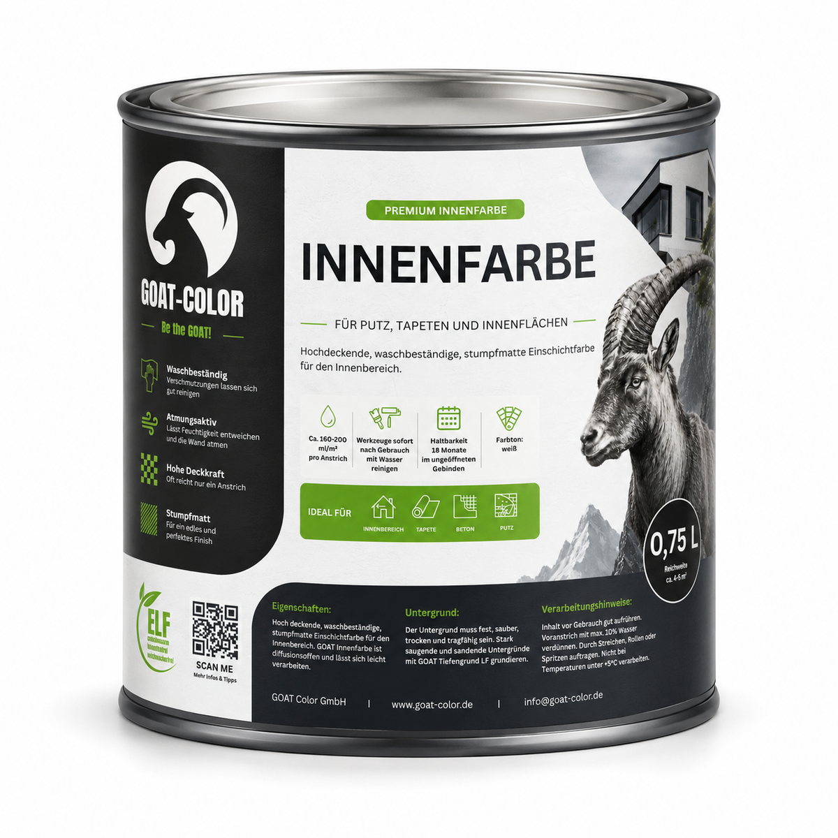 GOAT Innenfarbe | Premium Wandfarbe | Hochdeckende Designerfarbe