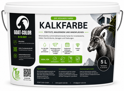 GOAT Kalkfarbe | Schimmelhemmende Wandfarbe | Hochatmungsaktiv für Feuchträume
