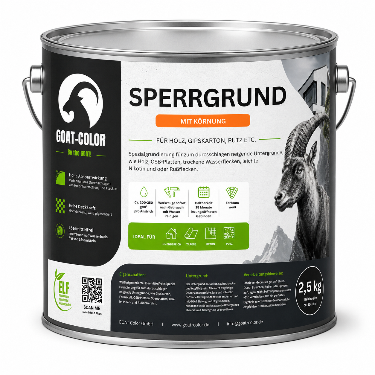 GOAT Sperrgrund / Absperrgrund – Isoliergrund & Nikotinsperre gegen Flecken für Innen und Außen