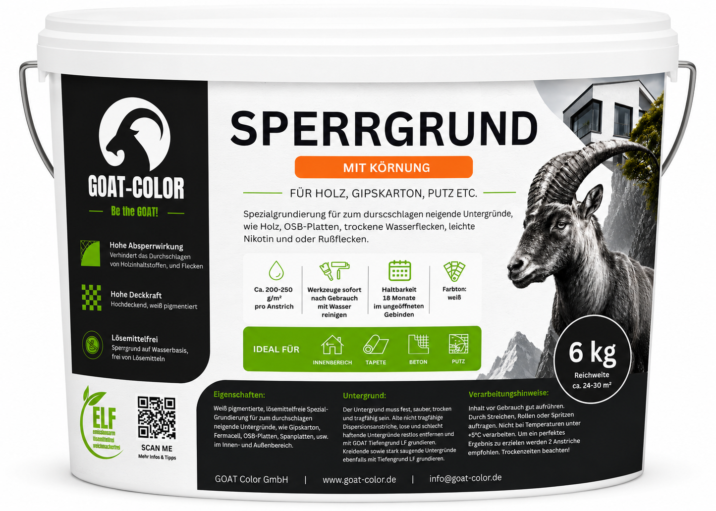 GOAT Sperrgrund / Absperrgrund – Isoliergrund & Nikotinsperre gegen Flecken für Innen und Außen