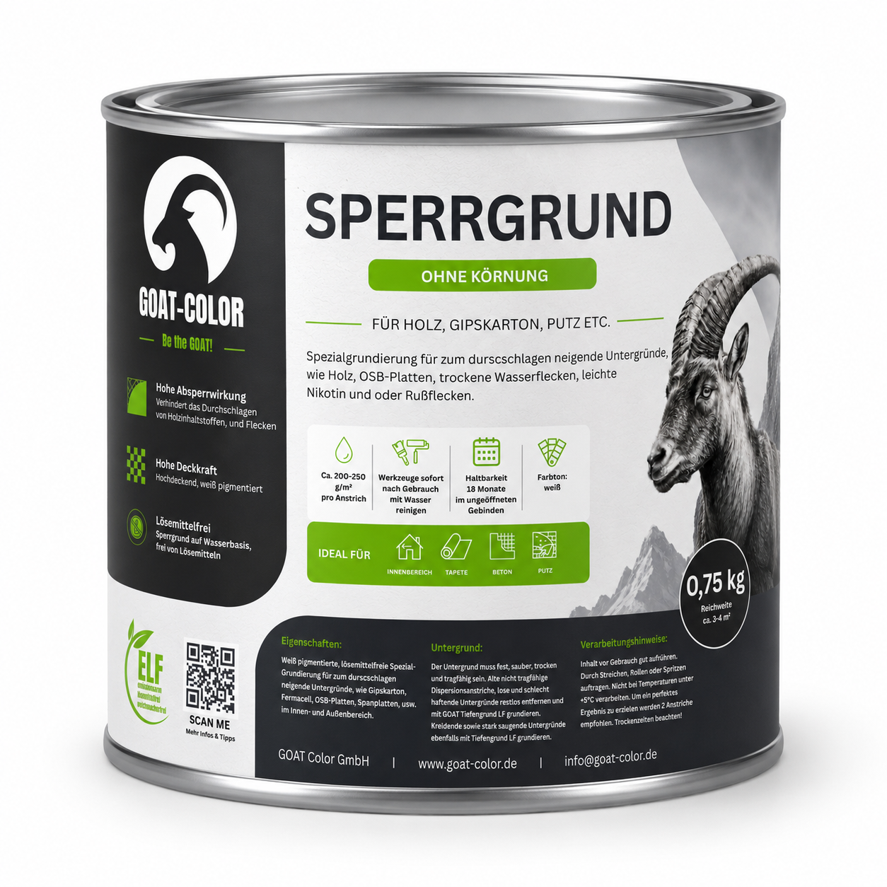 GOAT Sperrgrund / Absperrgrund – Isoliergrund & Nikotinsperre gegen Flecken für Innen und Außen