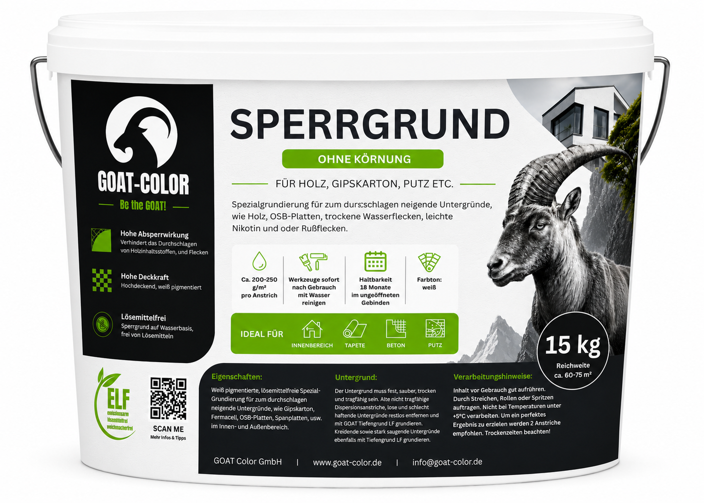 GOAT Sperrgrund / Absperrgrund – Isoliergrund & Nikotinsperre gegen Flecken für Innen und Außen