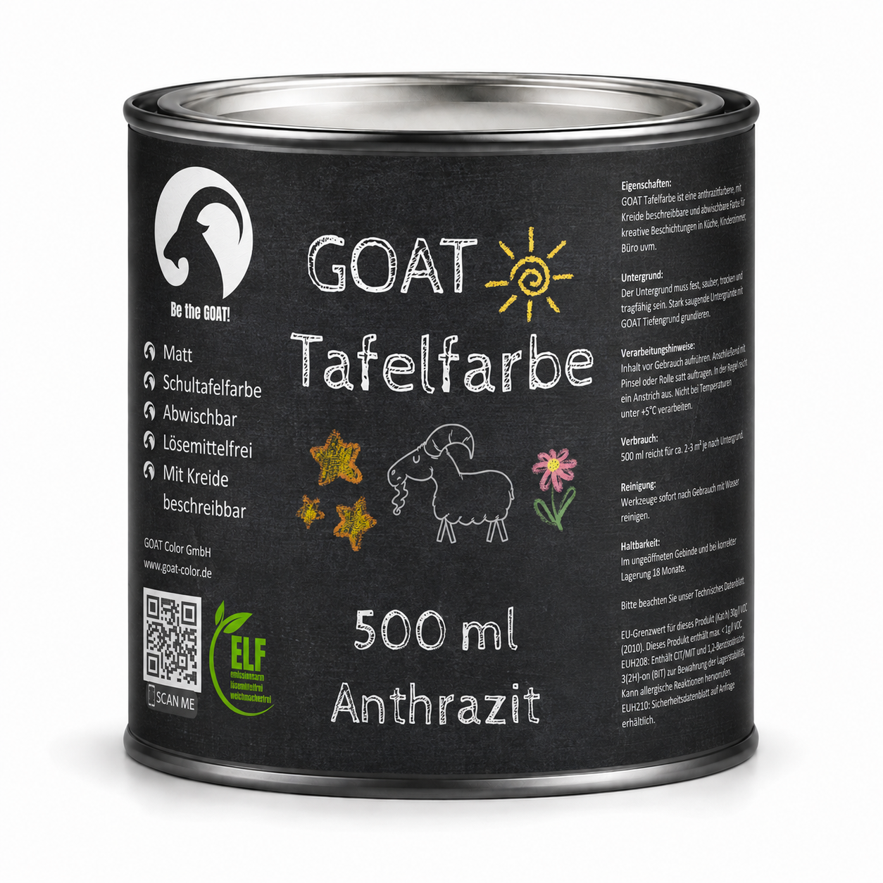 GOAT Color Tafelfarbe | Kreidefarbe für Wände – Beschreibbar & Abwischbar