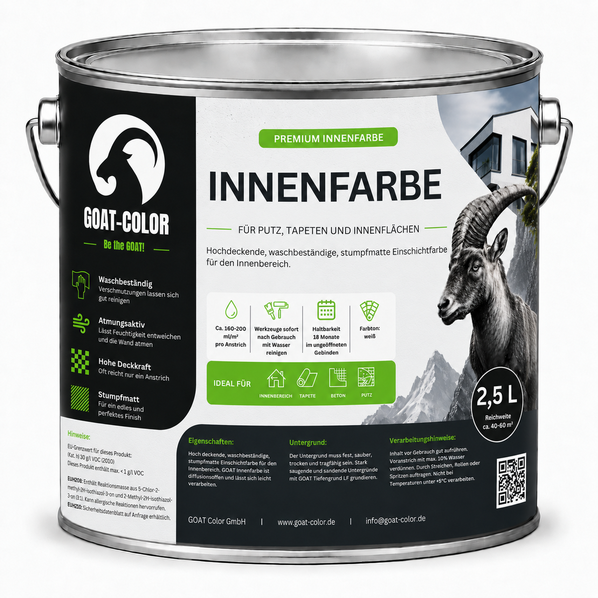 GOAT Innenfarbe | Premium Wandfarbe | Hochdeckende Designerfarbe
