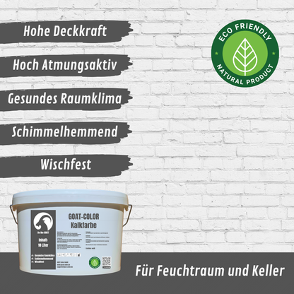 GOAT Kalkfarbe | Schimmelhemmende Wandfarbe | Hochatmungsaktiv für Feuchträume