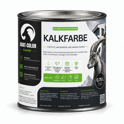 GOAT Kalkfarbe | Schimmelhemmende Wandfarbe | Hochatmungsaktiv für Feuchträume