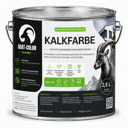 GOAT Kalkfarbe | Schimmelhemmende Wandfarbe | Hochatmungsaktiv für Feuchträume