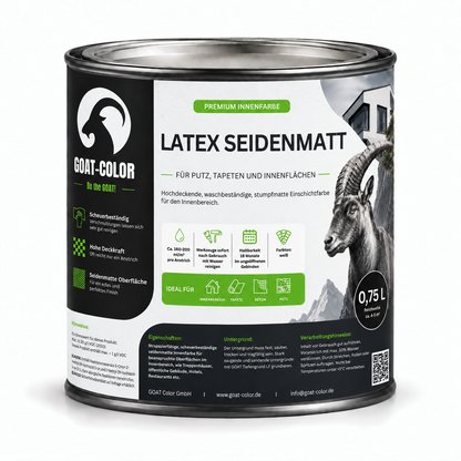 GOAT Latex seidenmatt | Abwaschbare Wandfarbe | Scheuerbeständig