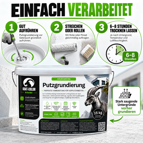 GOAT Putzgrundierung Verarbeitung in vier Schritten