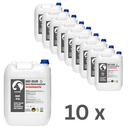 GOAT Rasenmarkierungsfarbe Weiß - Gebrauchsfertig - Sportplatzfarbe für Rasen, Kunstrasen & Hartplätze