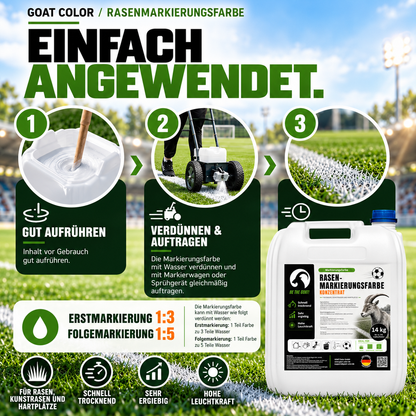 GOAT Rasenmarkierungsfarbe weiß Konzentrat – Sportplatzfarbe für Rasen & Kunstrasen