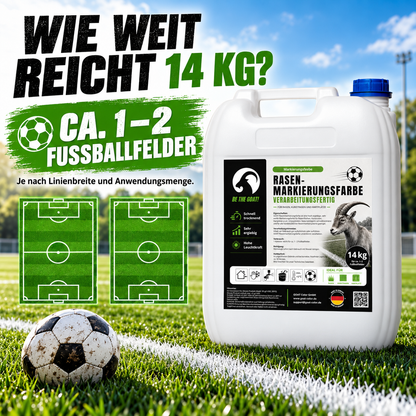 Reichweite von 14 kg GOAT Rasenmarkierungsfarbe für ungefähr ein bis zwei Fußballfelder