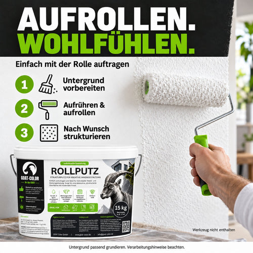 GOAT Rollputz – Aufrollen und Wohlfühlen – Verarbeitung mit Rolle und individuelle Strukturierung