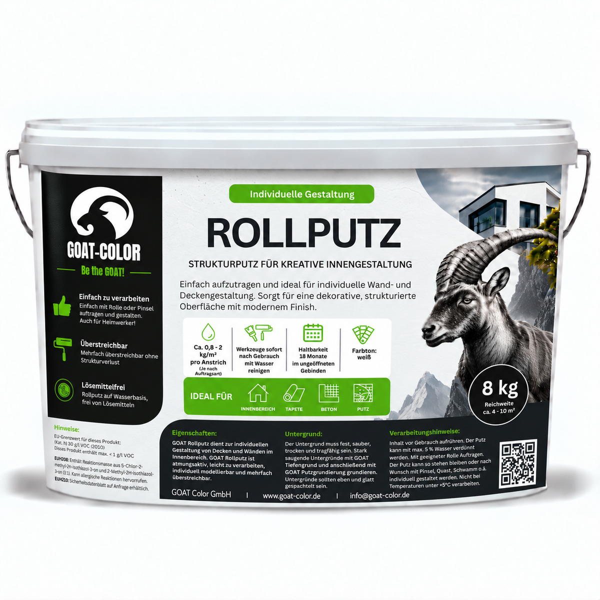 GOAT Rollputz weiß – Streichputz & Strukturputz innen, atmungsaktiv