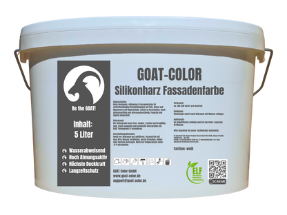 GOAT Silikonharz Fassadenfarbe | Reine Silikonharzfarbe | aktiv gegen Grünbelag