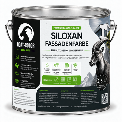 GOAT Fassadenfarbe außen – Siloxan silikonharzverstärkt, wetterfest & atmungsaktiv