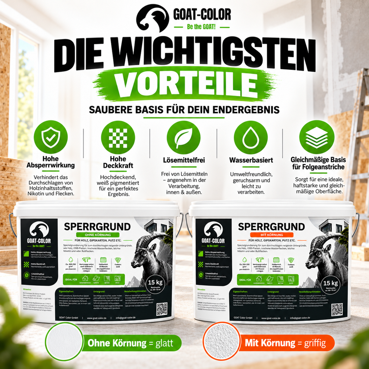 GOAT Sperrgrund & Nikotinsperre – Isoliergrund gegen Flecken, innen & außen